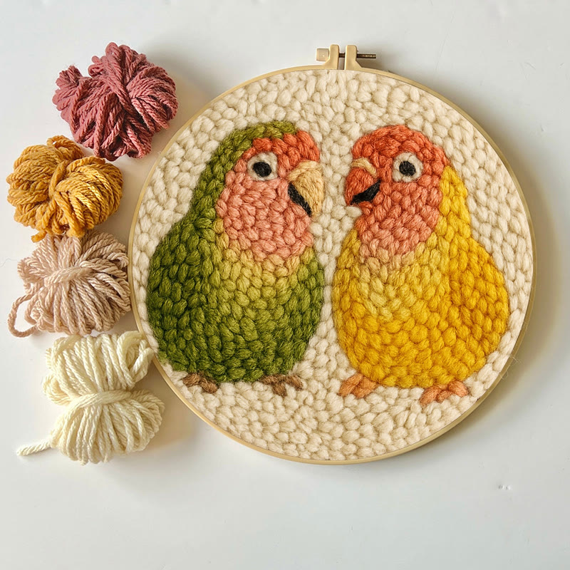 Shy Parrots Punch Needle Kit - Spring Bird Craft |  Beginner Friendly Needlework - image 8