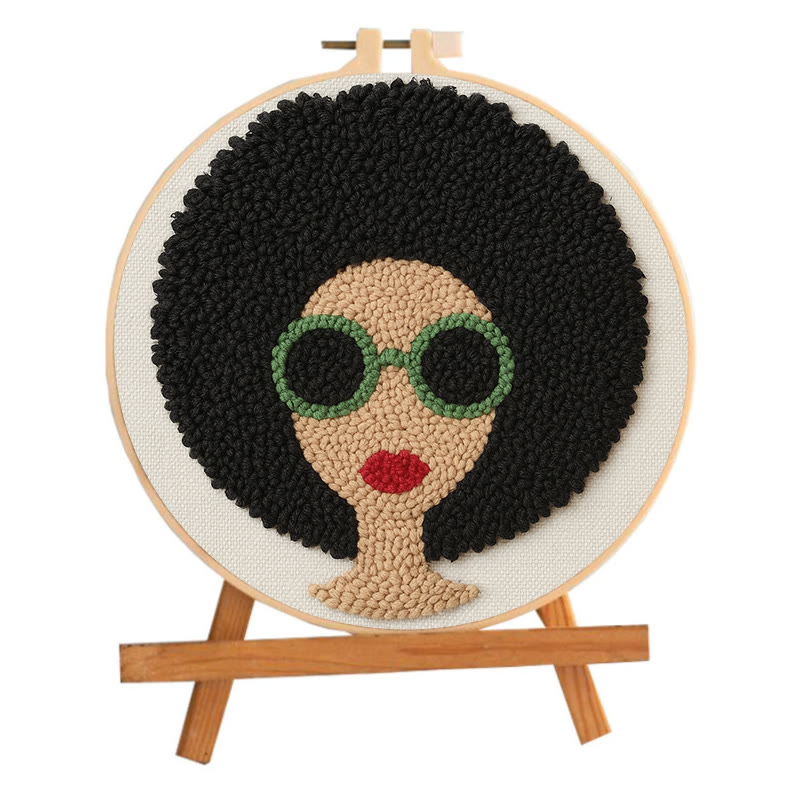 Fashionable Woman Punch Needle Kit - Needle Craft  For Beginners | Diy Wall Hanging - image 10