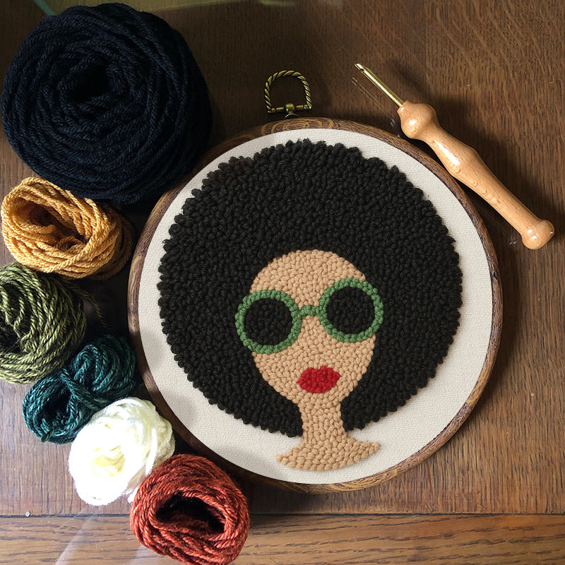 Fashionable Woman Punch Needle Kit - Needle Craft  For Beginners | Diy Wall Hanging - image 2