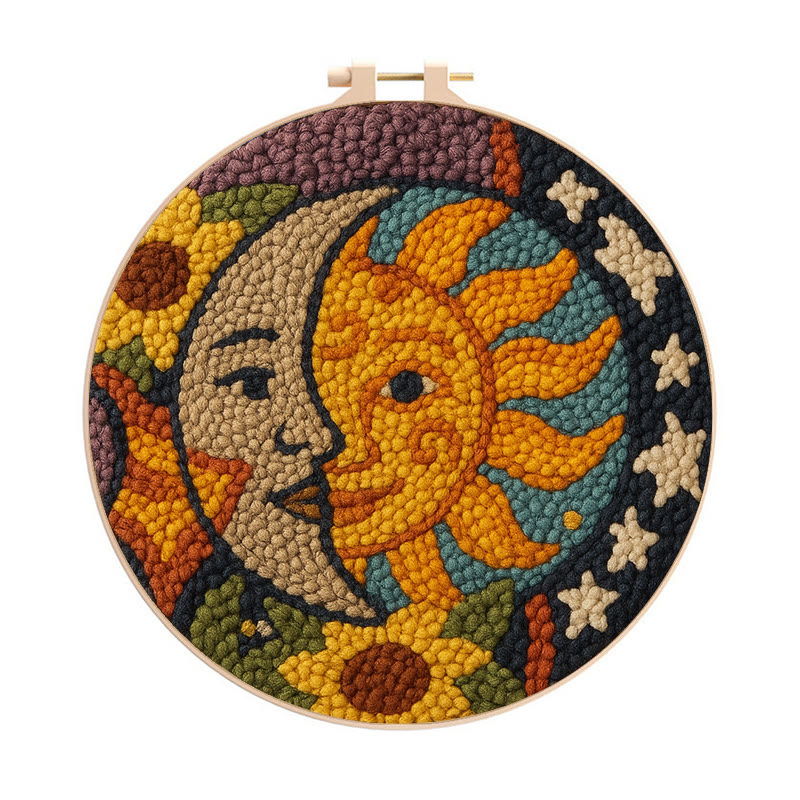 Sun And Moon Punch Needle Kit - Creative Yarn Decor | Perfect Gifts For Crafter  - 20cm*20cm - image 1