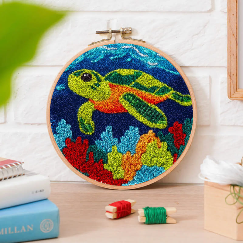 Sea Turtle Punch Needle Kit - Diy Starter Needlepoint | Handmade Decorative Gift - image 2