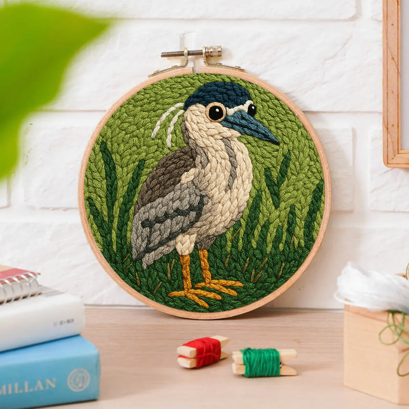 Blue Heron Punch Needle Kit - Bird Yarn Artwork | Handicraft Set For Home Ornament - image 7