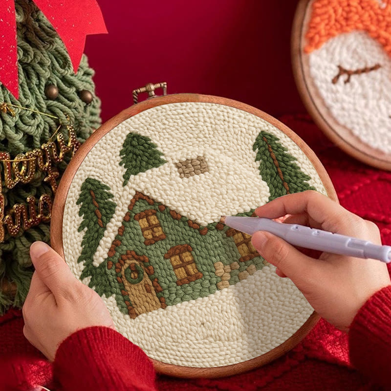  Snowy Forest Punch Needle Kit - Christmas Winter Handicraft | House Scenery For Room Decor - image 2