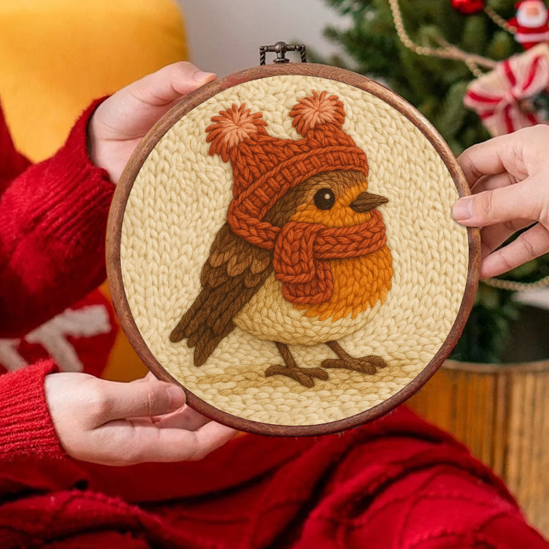 Cute Robin Punch Needle Kit - Handmade Bird Needlework | Diy Yarn Art Craft - image 2
