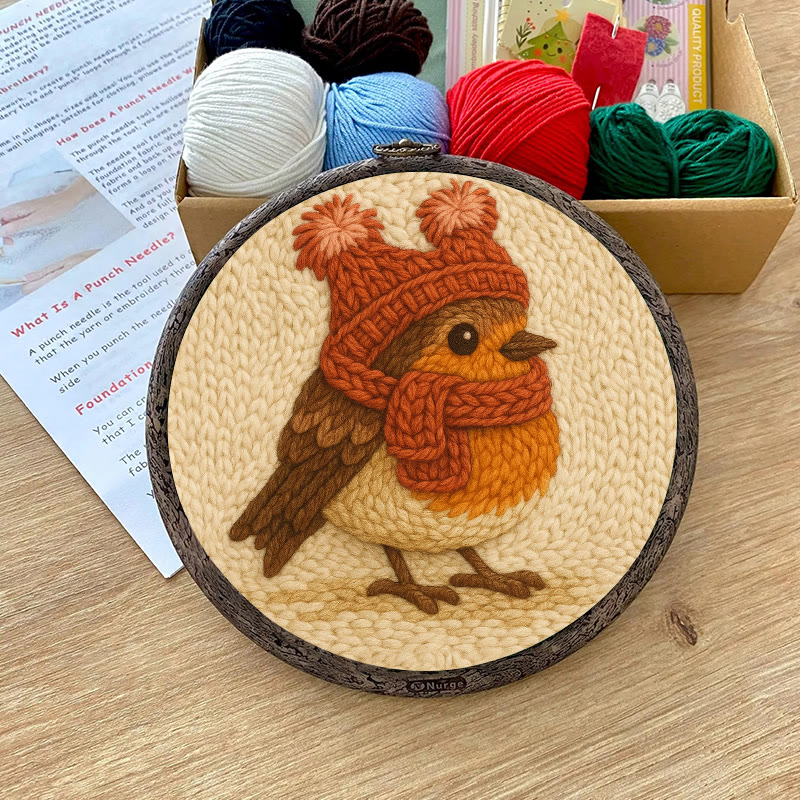 Cute Robin Punch Needle Kit - Handmade Bird Needlework | Diy Yarn Art Craft - image 9