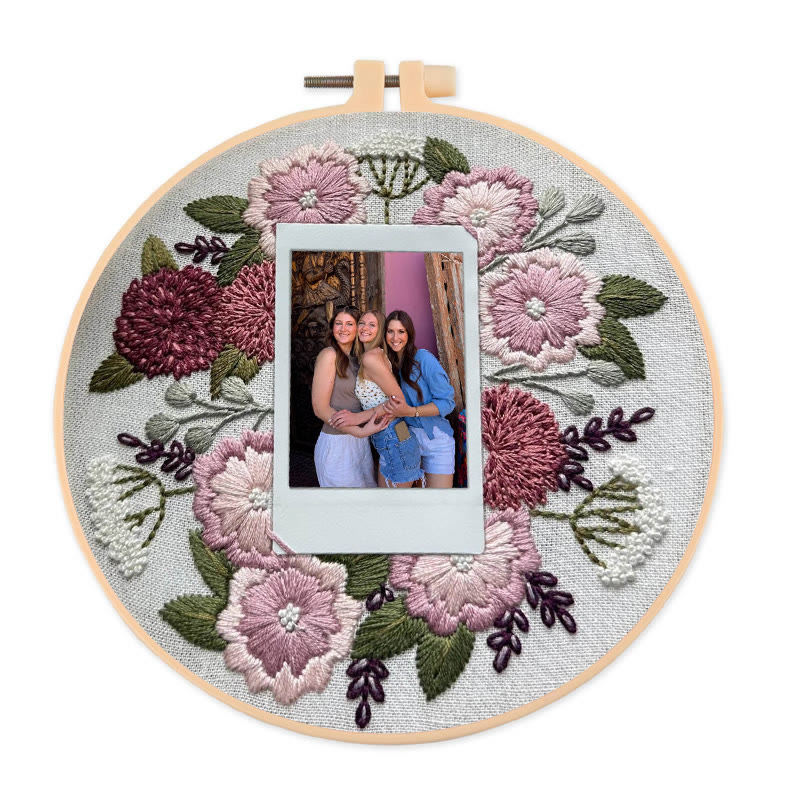 Rubbyoo Embroidery Photo Frame Kit - Blooming Moment | Diy Floral Craft | Perfect Gifts For Wedding  - 15*15cm - image 1
