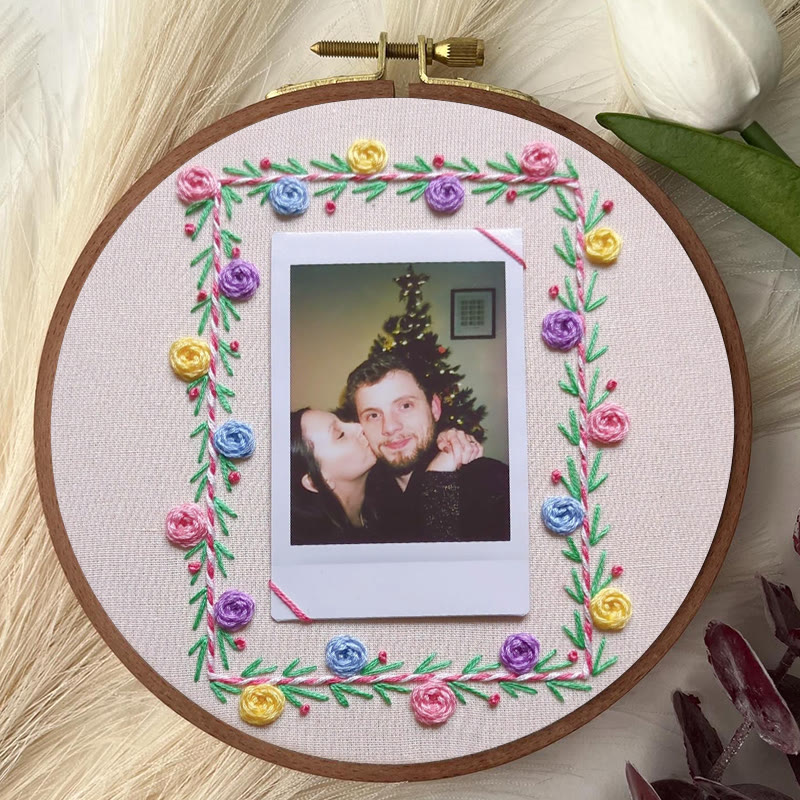 Rubbyoo Embroidery Photo Frame Kit - Colourful Flowers | Easy Needle Craft | Nice Gifts For Lovers - image 2