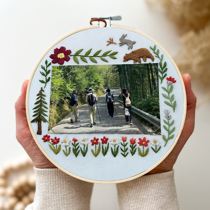 Rubbyoo Embroidery Photo Frame Kit - Floral Mountain Path | Personalized Handicraft | Unique Photo Memory  - image 3