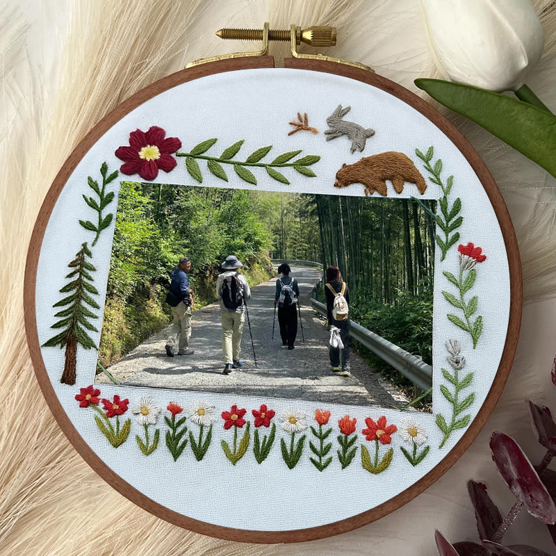 Rubbyoo Embroidery Photo Frame Kit - Floral Mountain Path | Personalized Handicraft | Unique Photo Memory  - image 4