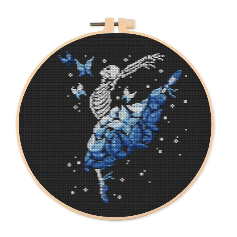  Cross Stitch Kit - Dancing Skeleton |Halloween Gothic  Needlework |  Decorative Wall Decor  - 20×20cm - image 1