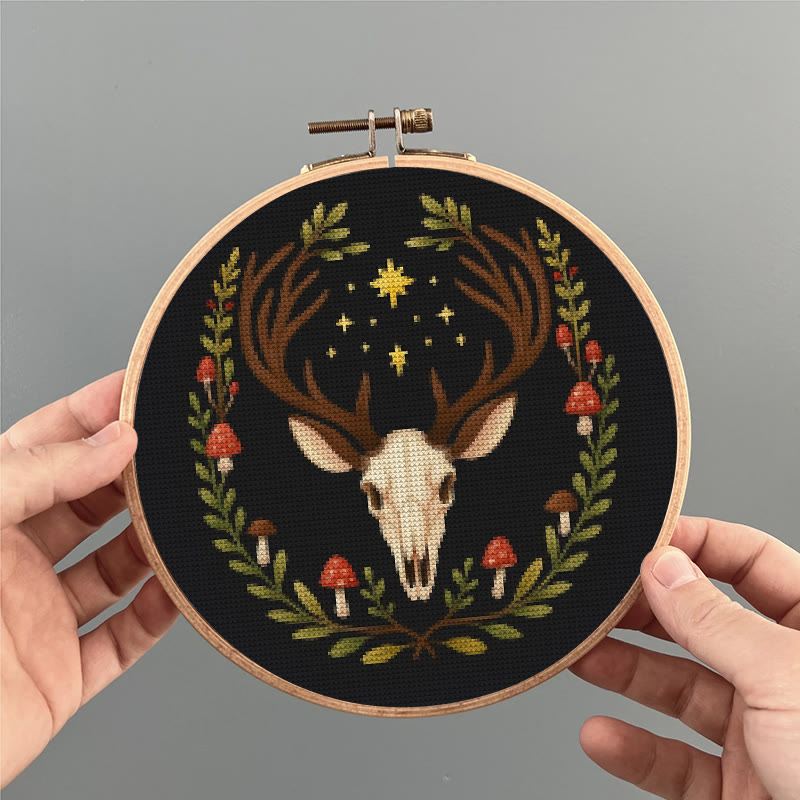  Cross Stitch Kit - Deer Skull | Christmas Handmade Craft | Witchy Wall Art  - image 8