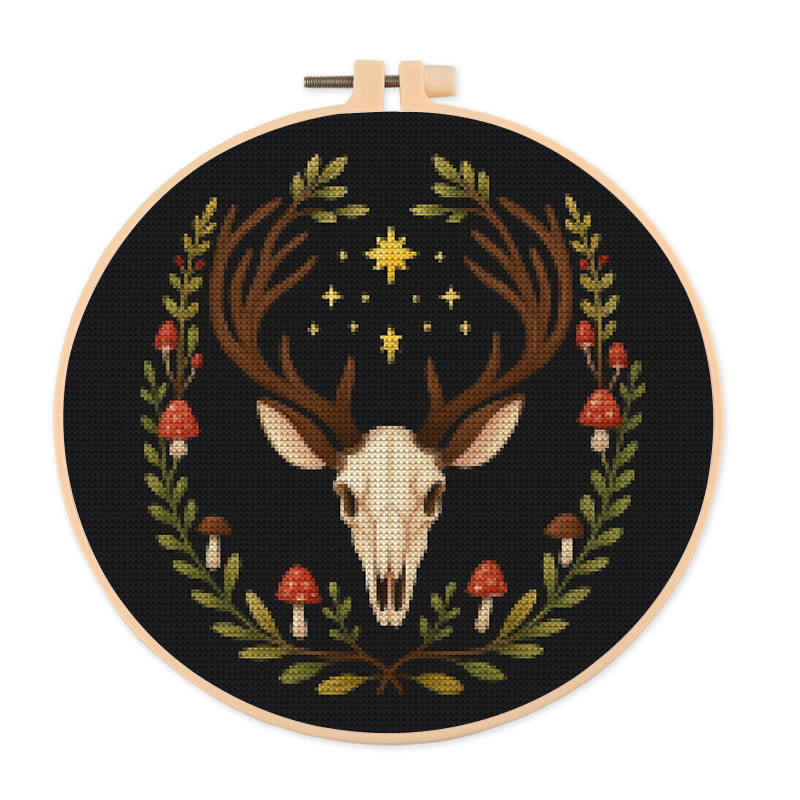  Cross Stitch Kit - Deer Skull | Christmas Handmade Craft | Witchy Wall Art  - 20×20cm - image 1