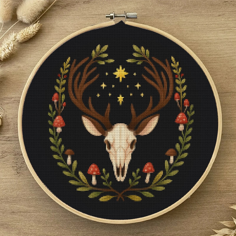  Cross Stitch Kit - Deer Skull | Christmas Handmade Craft | Witchy Wall Art  - image 3