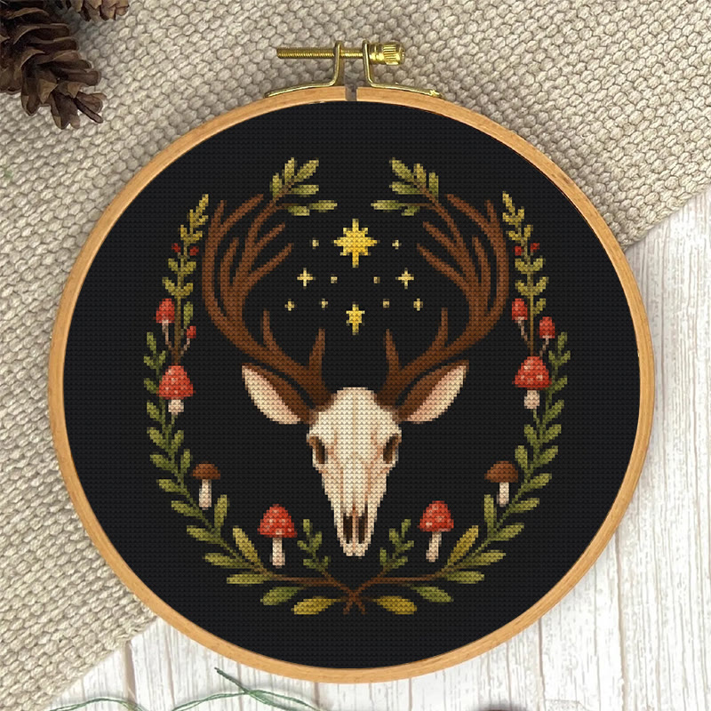  Cross Stitch Kit - Deer Skull | Christmas Handmade Craft | Witchy Wall Art  - image 2
