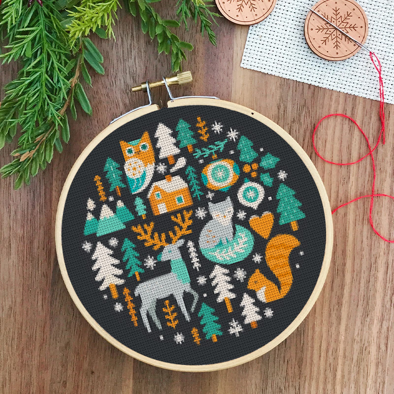  Cross Stitch Kit - Christmas Forest | Unique Holiday Ornament | Easy Handmade Needlecraft - image 6