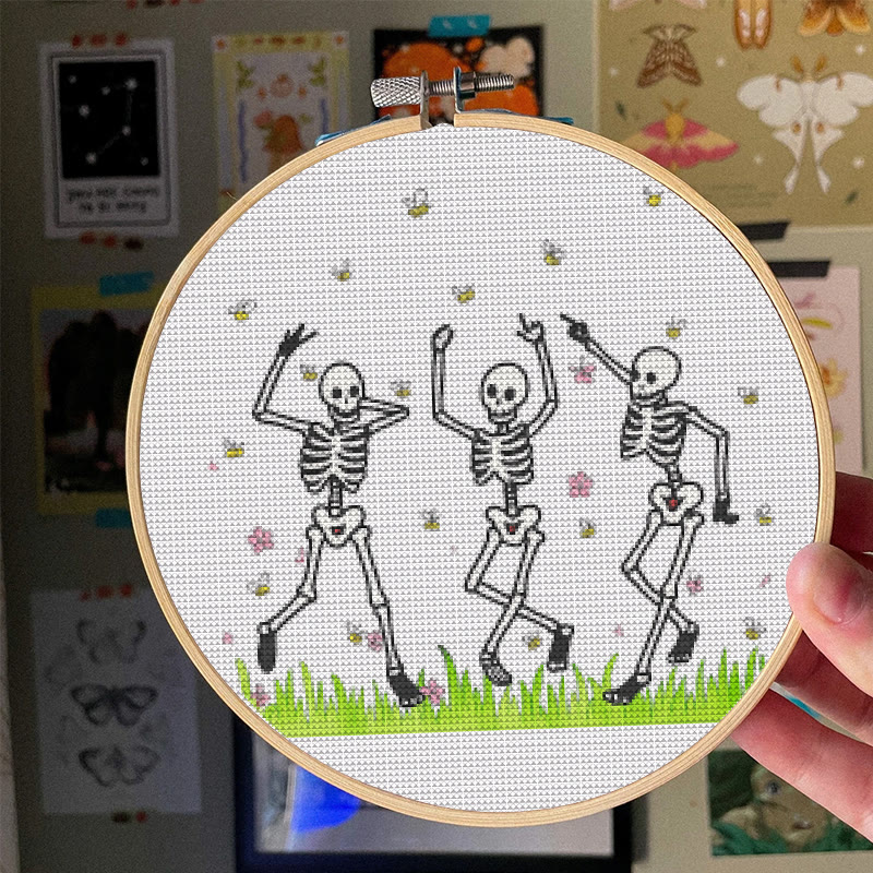  Cross Stitch Kit -  Skeleton Party | Spooky Halloween Craft | Beginner Needle Artwork - image 6