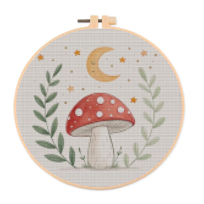 Cross Stitch Kit - Red Mushrooms |  Needlepoint Arts Crafts | Gifts For Diy Enthusiasts - 20×20cm - image 1