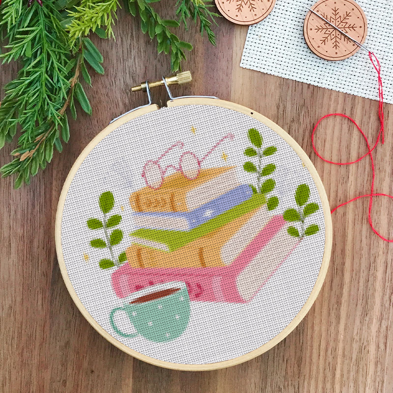  Cross Stitch Kit - Cosy Reading Time | Unique Gift For Books Lovers | Beginner Friendly Handicarft - image 2