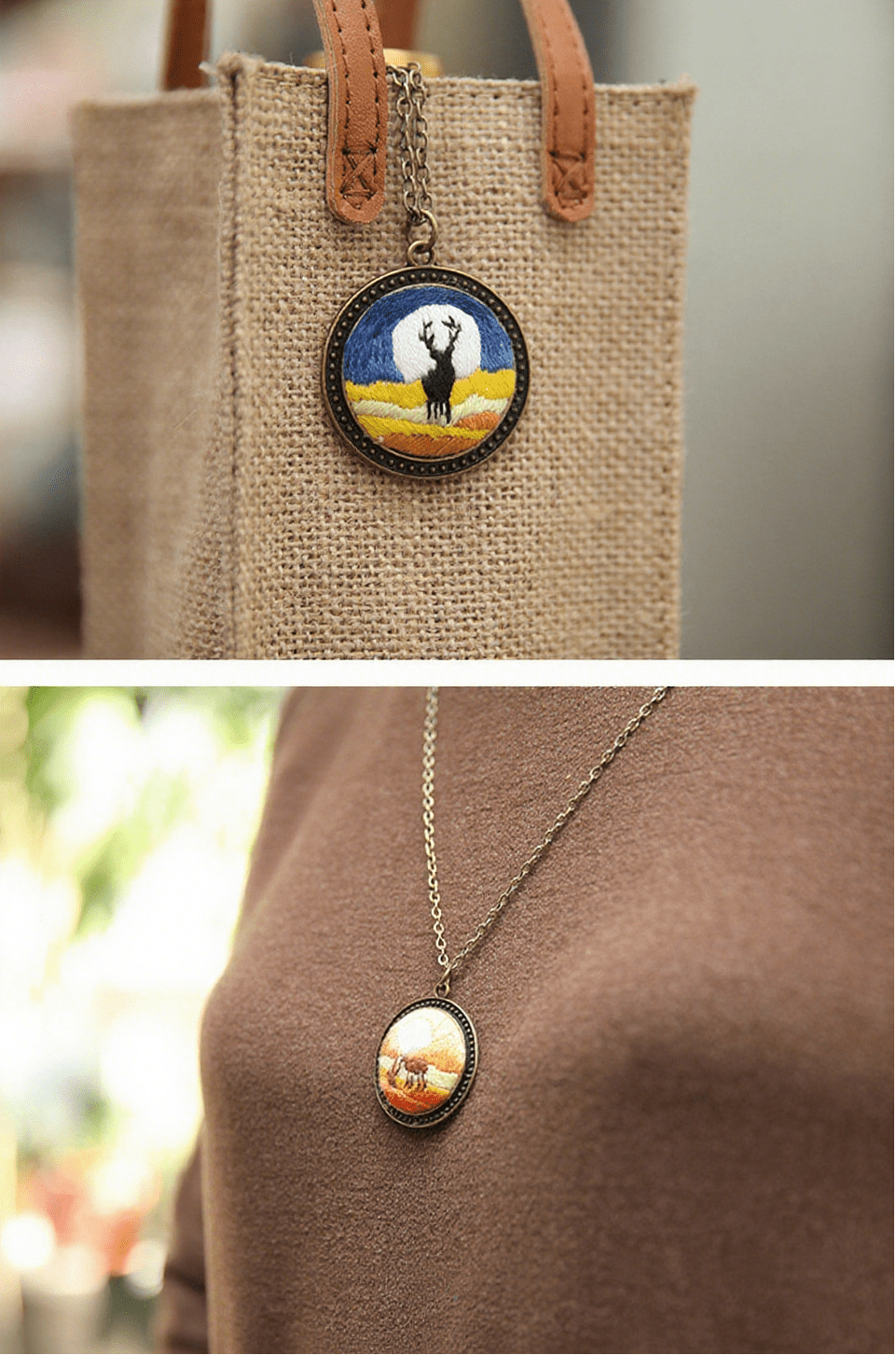 Embroidery Landscape Necklace Kits | Diy Backpack Pendant | Unique Birthday Gifts - image 4