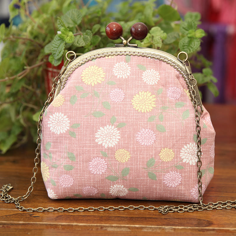 Embroidery Kiss Lock Bag Kit | Floral Crossbody Bag  | Diy Needlework Gifts  - pink - image 3