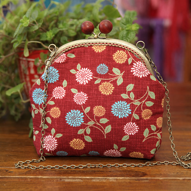 Embroidery Kiss Lock Bag Kit | Floral Crossbody Bag  | Diy Needlework Gifts  - red - image 2