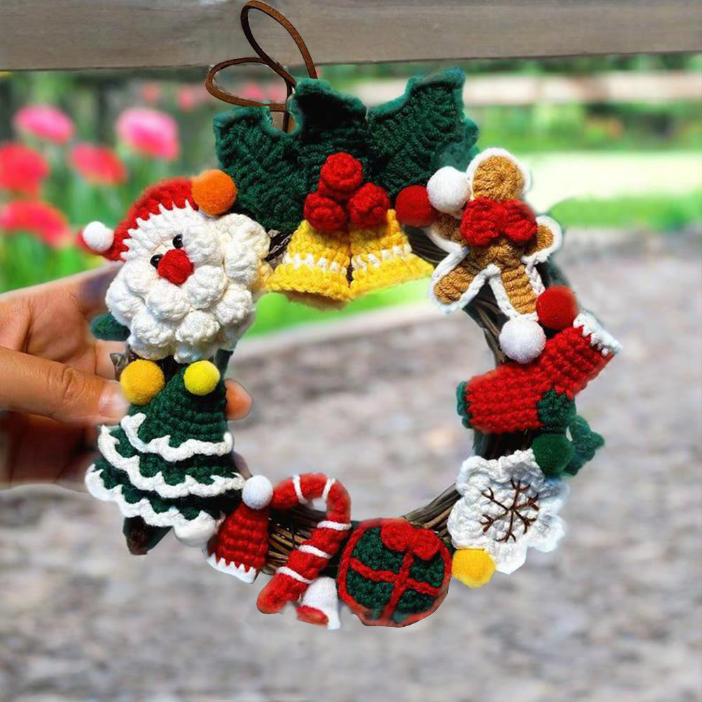 Diy Handmade Christmas Wreath Crochet Kit - Christmas Celebration Gifts | Christmas Home Ornament - Diy Handmade Christmas Wreath Crochet Kit - image 1