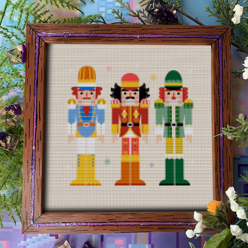Cross Stitch Kit - Nutcracker Soldiers | Diy Handmade Artwork | Christmas Home Ddecor - Nutcracker Soldiers - image 1