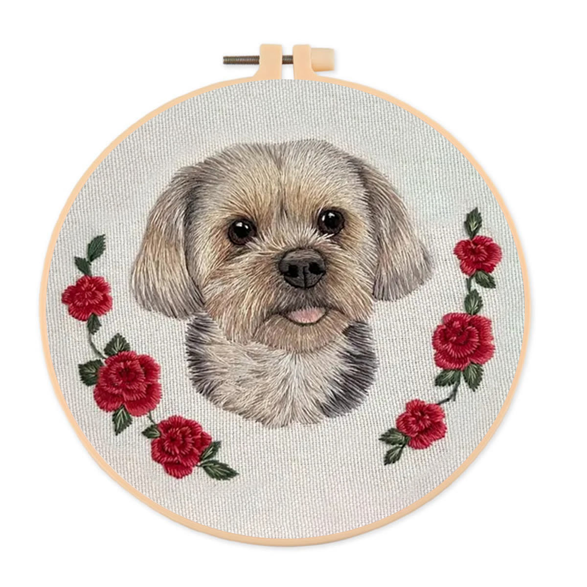 Rubbyoo Embroidery Kit - Puppy With Roses | Birthday Gifts For Dog Lovers | Cute Animal Craft  - 20*20cm - image 1