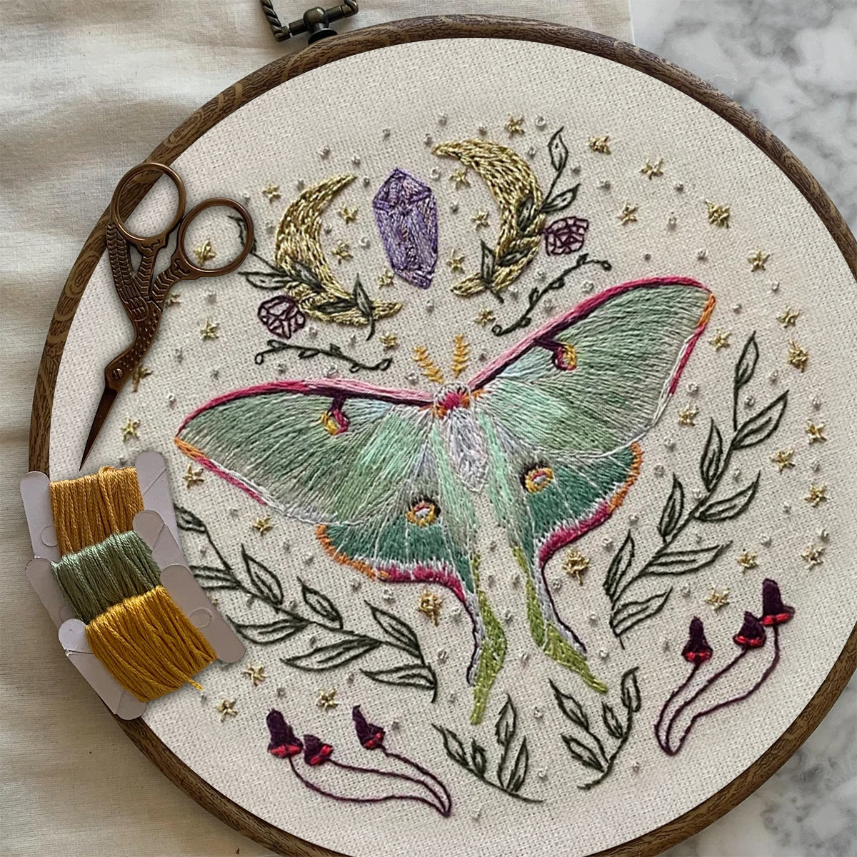 Rubbyoo Embroidery Kit - Luna Butterfly | Diy Art Handicraft | Insect Sewing Project  - image 5