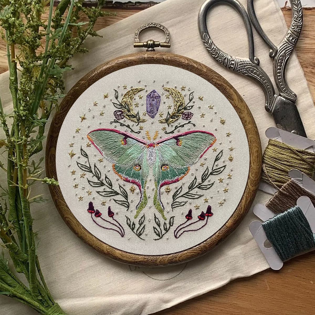 Rubbyoo Embroidery Kit - Luna Butterfly | Diy Art Handicraft | Insect Sewing Project  - image 2