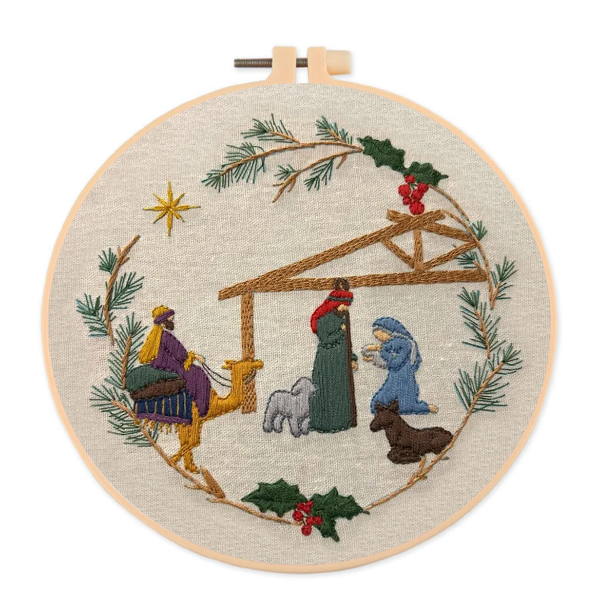Rubbyoo Embroidery Kit - Christmas Nativity | Diy Christmas Wall Decor | Easy Needlework For Beginner - 20*20cm - image 1