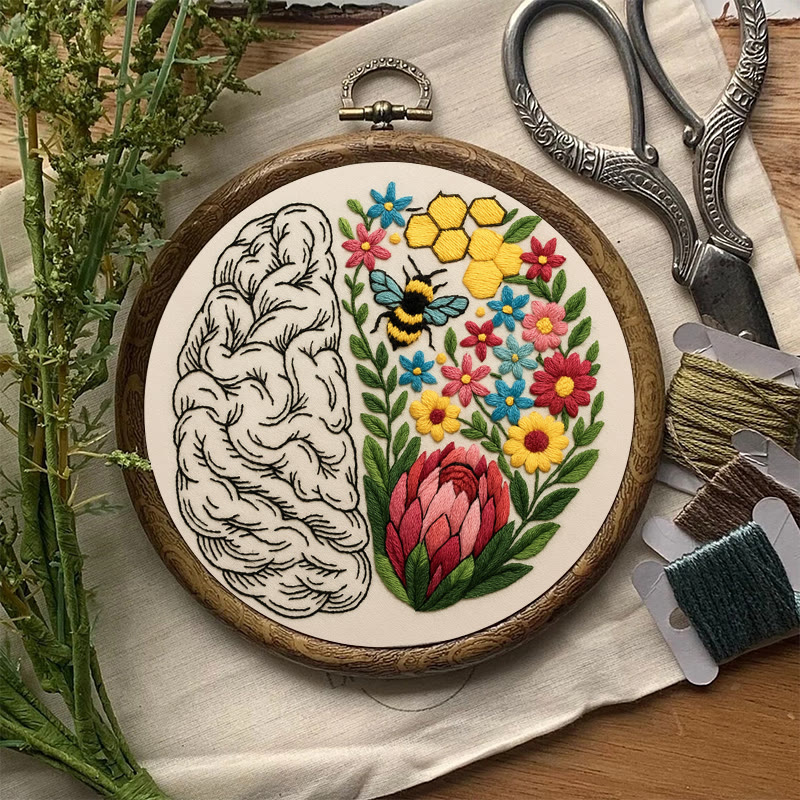 Rubbyoo Embroidery Kit - Floral Brain | Diy Creative Needlepoint | Art Crafts For Home Decor  - image 2