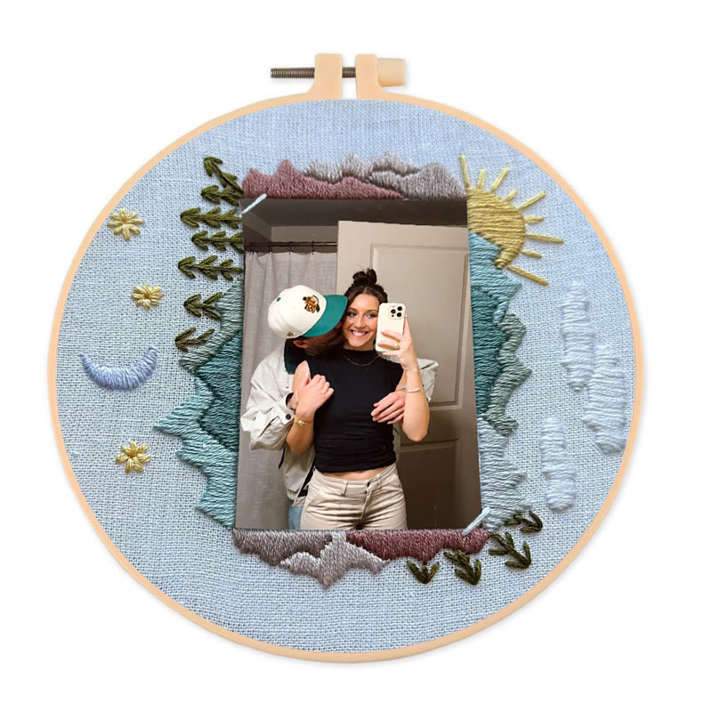 Rubbyoo Embroidery Photo Frame Kit - Day And Night | Diy Memorial Collection | Perfect Valentine's Gift - 15*15cm - image 1