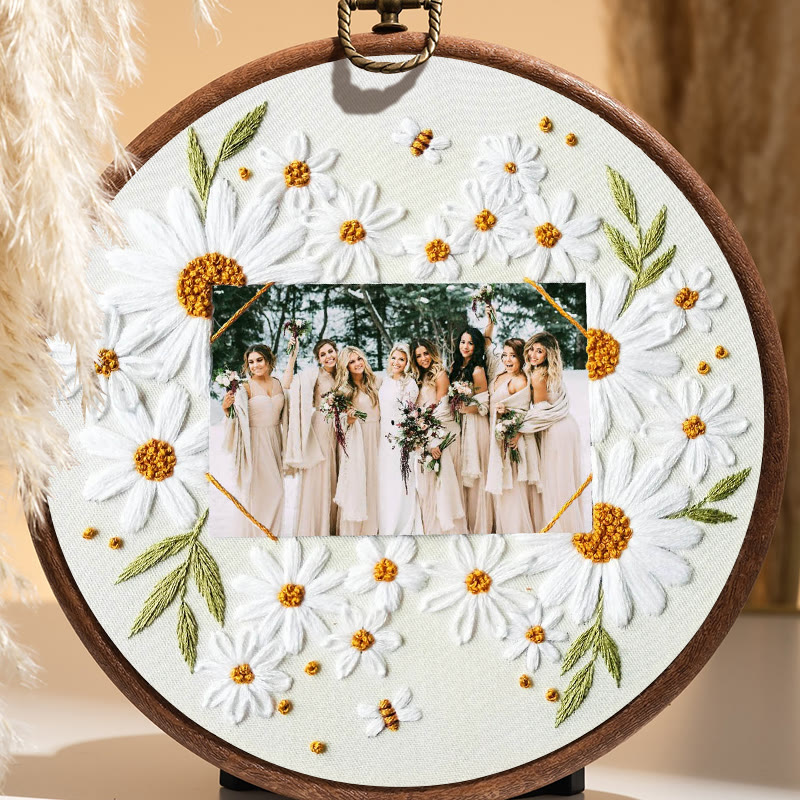 Rubbyoo Embroidery Photo Frame Kit - Attractive Daisy | Diy Floral Handicraft | Unique Art Decor - image 3