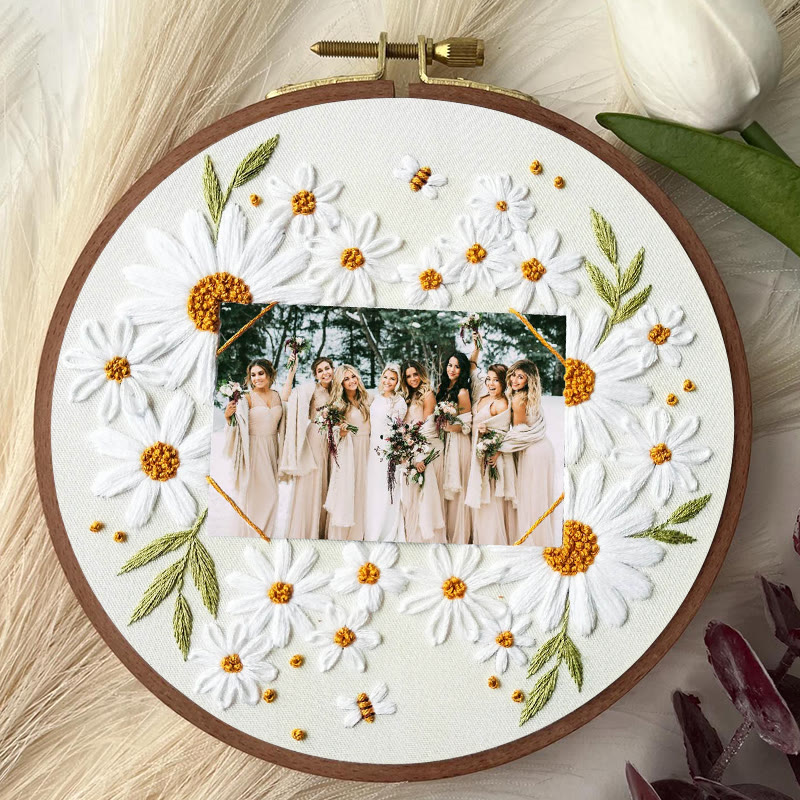 Rubbyoo Embroidery Photo Frame Kit - Attractive Daisy | Diy Floral Handicraft | Unique Art Decor - image 2