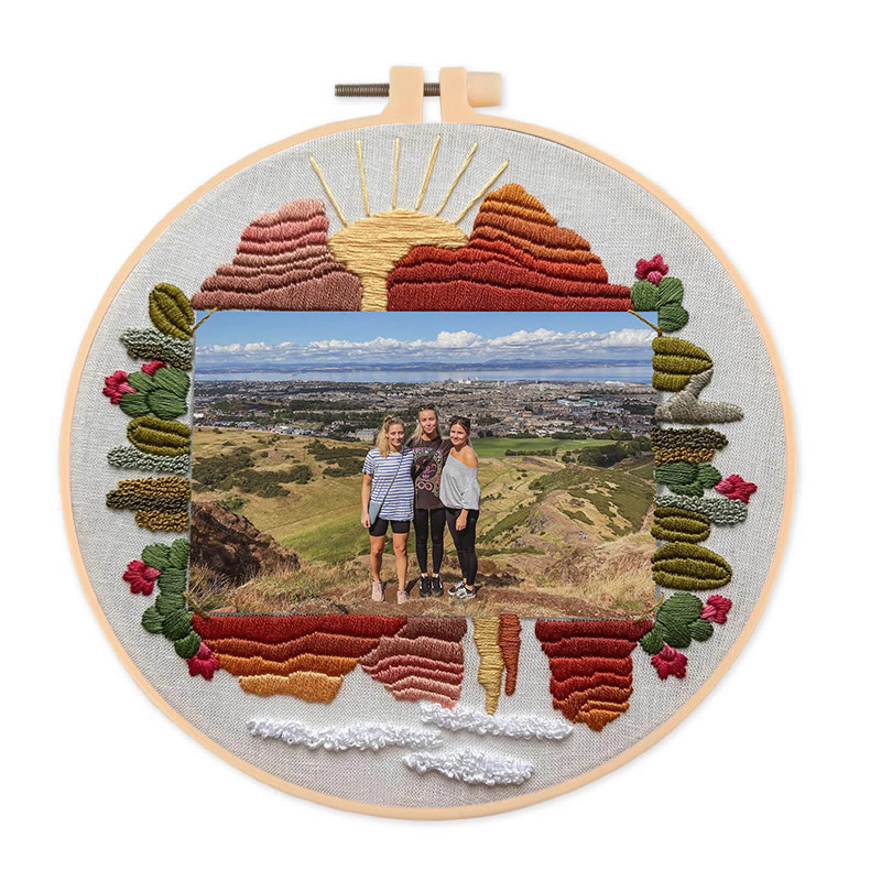 Rubbyoo Embroidery Photo Frame Kit - Desert View | Diy Landscape Artwork | Perfect Gifts For Crafters - 25*25cm - image 1