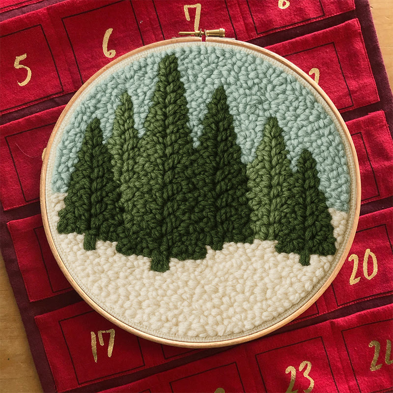 Snowy Forest Punch Needle Kit - Diy Punch Needle Coaster | Christmas Winter Handicraft | Perfect Housewarming Gift - image 10