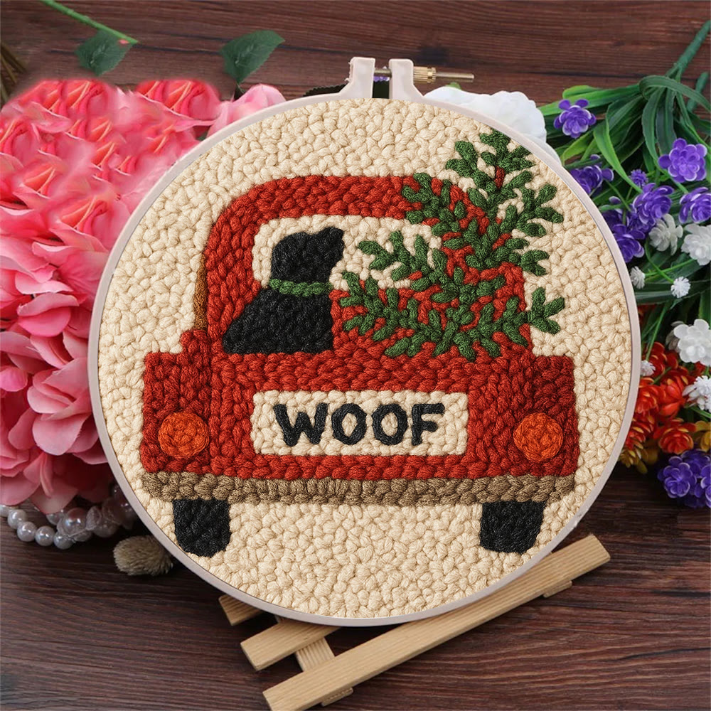  Woof Truck Punch Needle Kit - Diy Punch Needle Coaster | Craft For Handmade Enthusiast | Unique Decorative Gifts - image 3