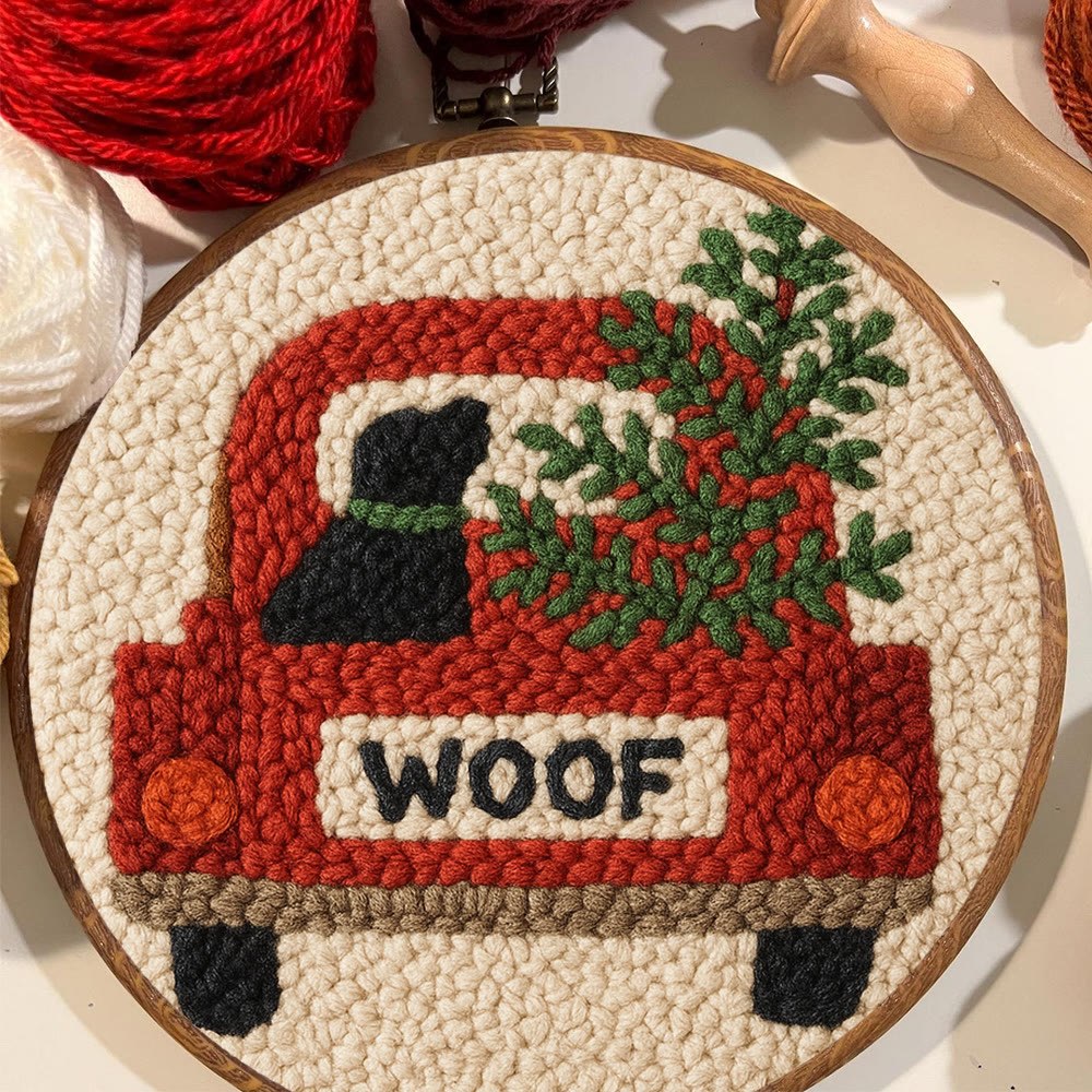  Woof Truck Punch Needle Kit - Diy Punch Needle Coaster | Craft For Handmade Enthusiast | Unique Decorative Gifts - image 2