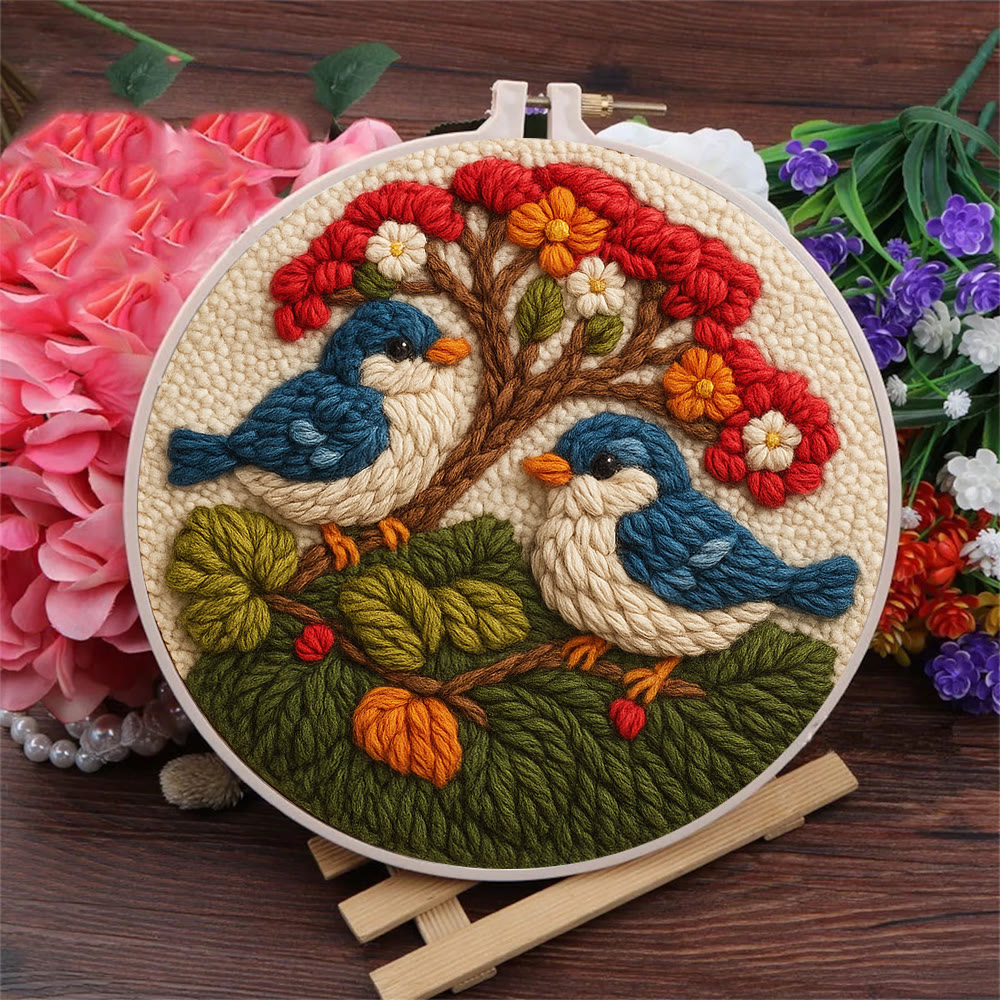  Stunning Birds Punch Needle Kit - Diy Punch Needle Coaster | Bird Needle Artwork | Beginner Handmade Craft - image 3