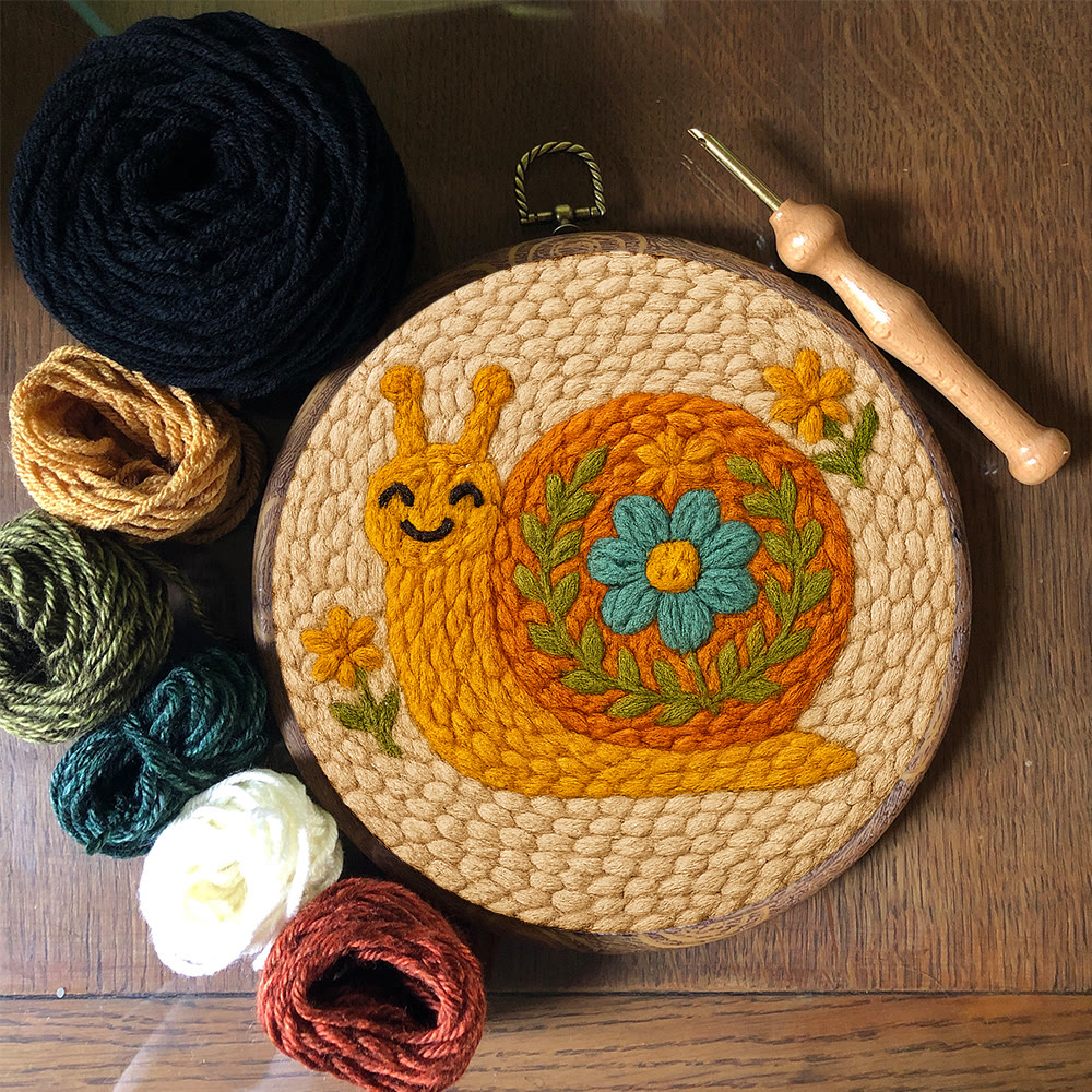 Smiling Snail Punch Needle Kit -  Diy Punch Needle Coaster | Cute Gift Ideas |  Easy Handmade Needlework - image 3