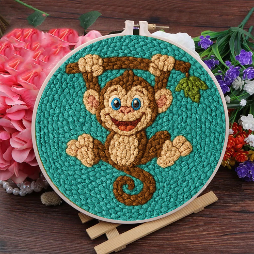 Naughty Monkey Punch Needle Kit - Diy Punch Needle Coaster | Unique Animal Needle Craft | Perfect For Home Decor - image 3