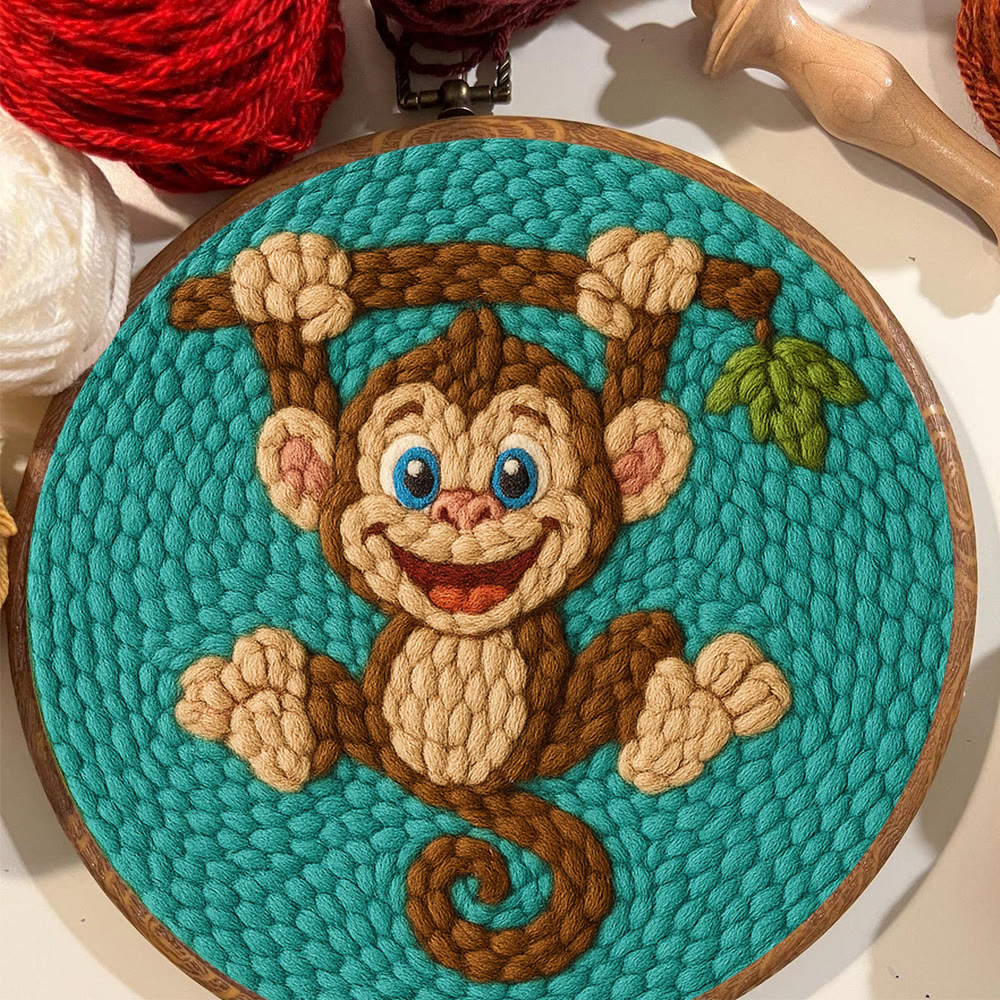 Naughty Monkey Punch Needle Kit - Diy Punch Needle Coaster | Unique Animal Needle Craft | Perfect For Home Decor - image 2