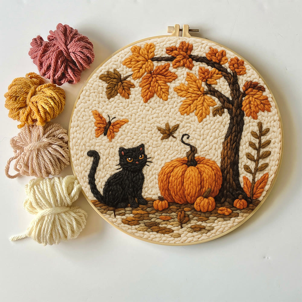 Halloween Autumn Punch Needle Kit - Diy Punch Needle Coaster | Halloween Pumpkin Handicraft | Easy Festival Decoration - image 2