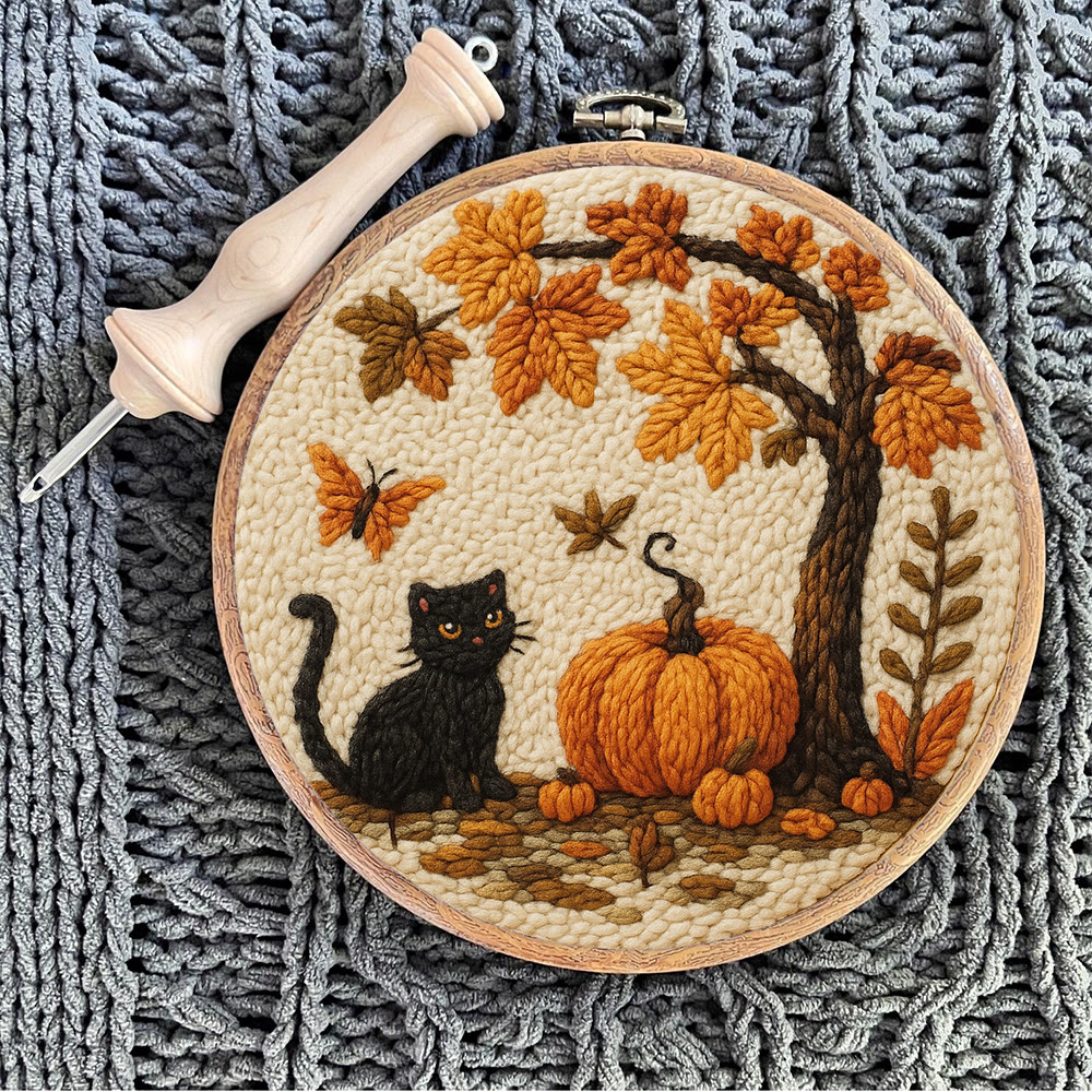 Halloween Autumn Punch Needle Kit - Diy Punch Needle Coaster | Halloween Pumpkin Handicraft | Easy Festival Decoration - image 10