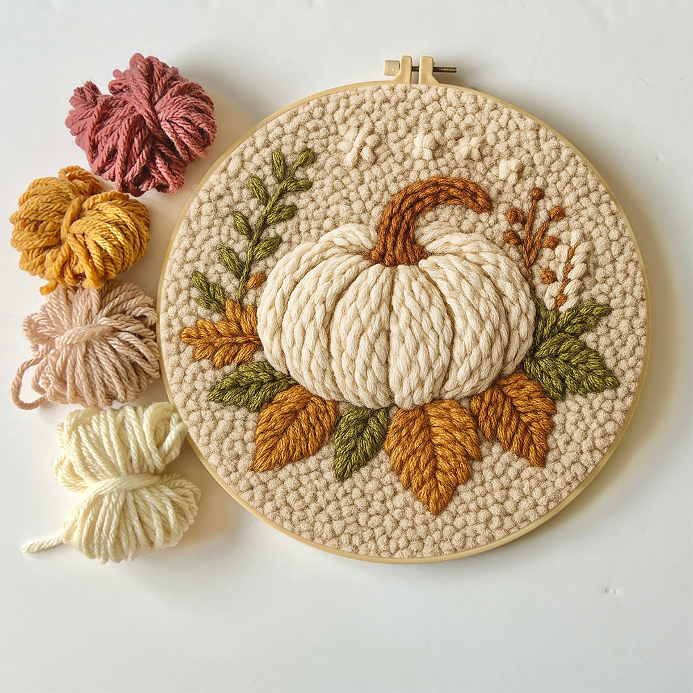 Halloween Pumpkin Punch Needle Kit - Diy Punch Needle Coaster | Art Craft For Home Decor | Handmade Needle Gift - image 2