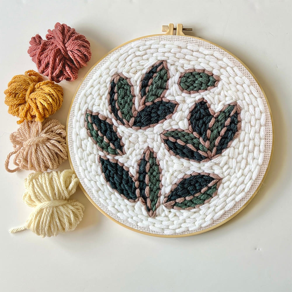 Leaf Punch Needle Kit - Diy Punch Needle Coaster | Handmade Sewing Art  | Beginner Yarn Craft  - image 6