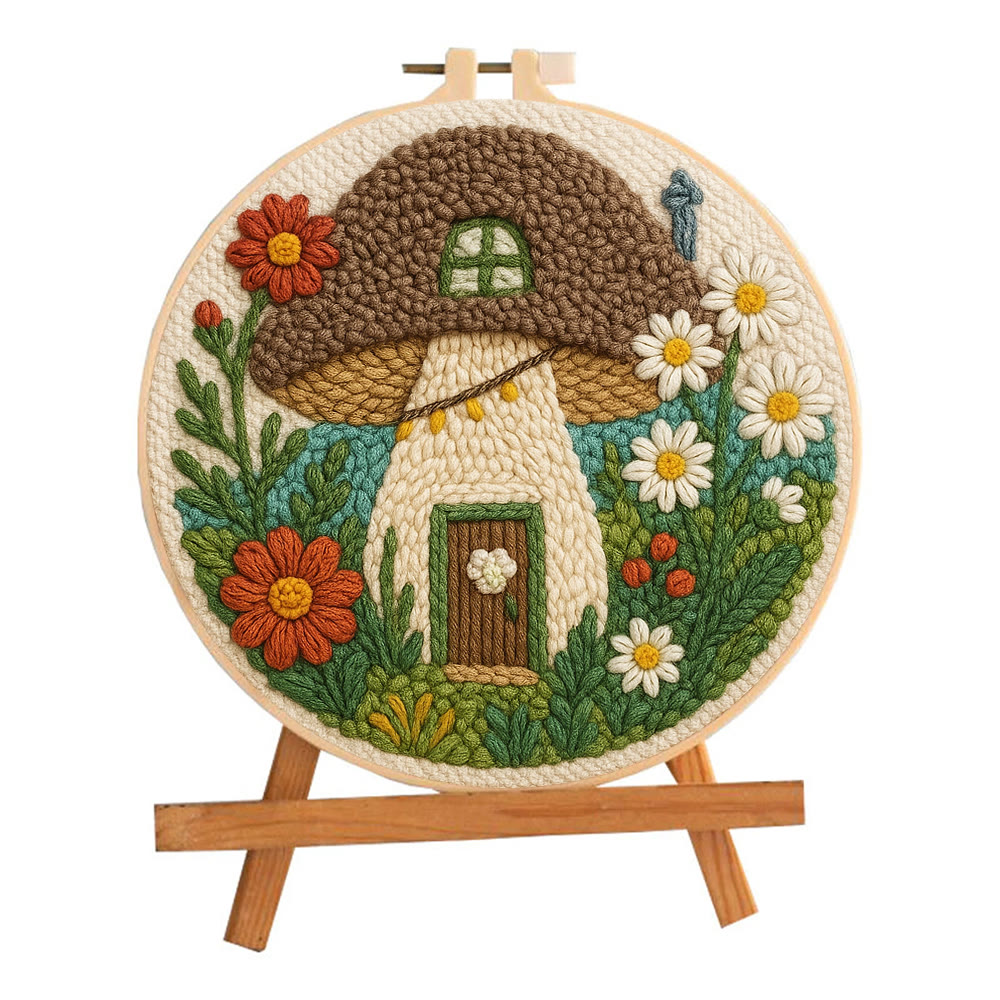 Mushroom House Punch Needle Kit - Diy Punch Needle Coaster | Handmade Floral Craft | Fantasy Needle Artwork - image 10