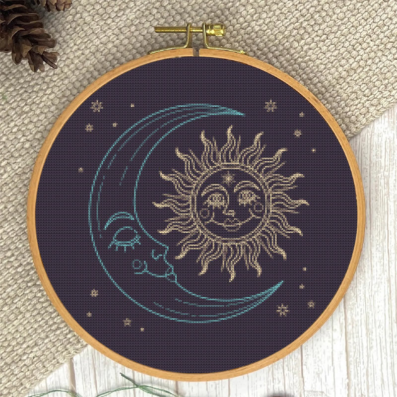  Cross Stitch Kit - Glittering Sun And Moon | Mystical Needle Artwork | Perfect For Wall Hanging  - image 3