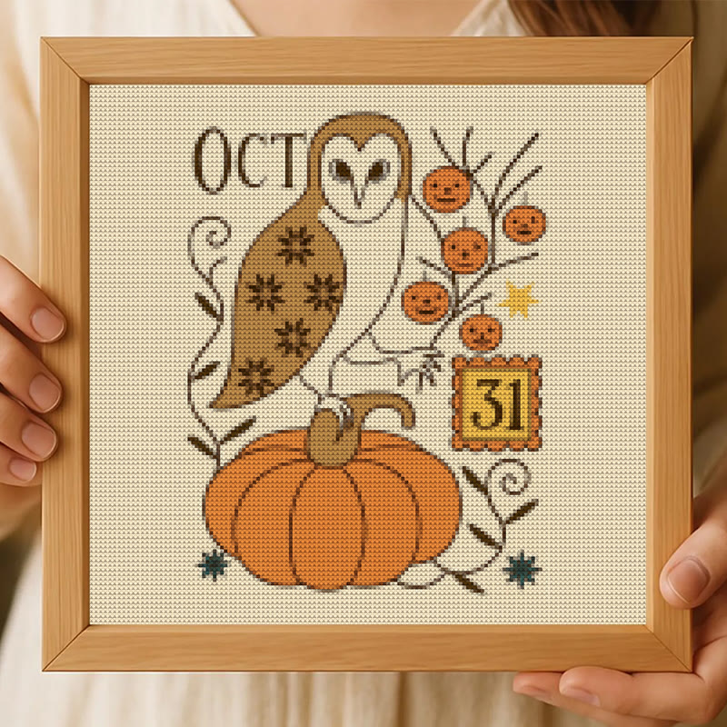 Cross Stitch Kit - Spooky Owl | Mysterious Halloween Craft | Diy Wall Art - image 3